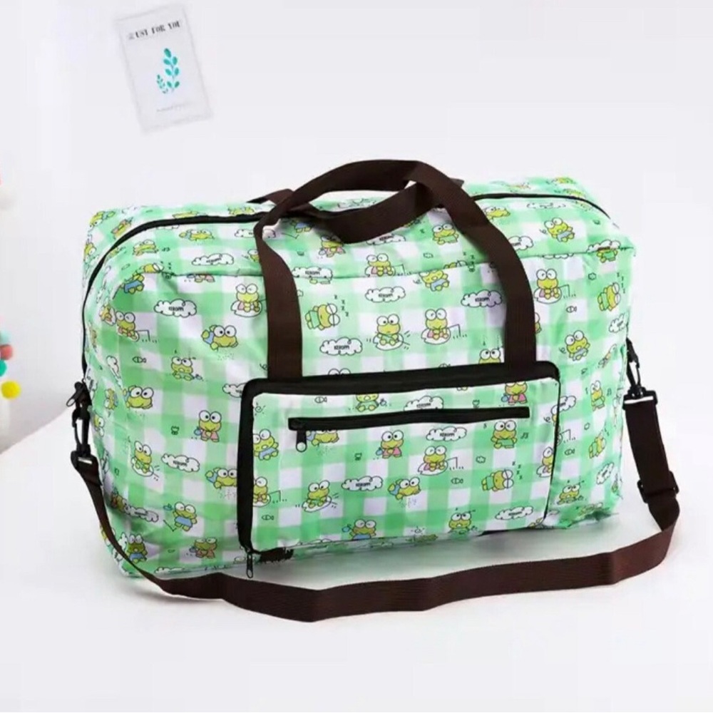 Sanrio Keroppi XL Duffel Bag New! Folding Luggage Bag, Travel Tote, Carry-On